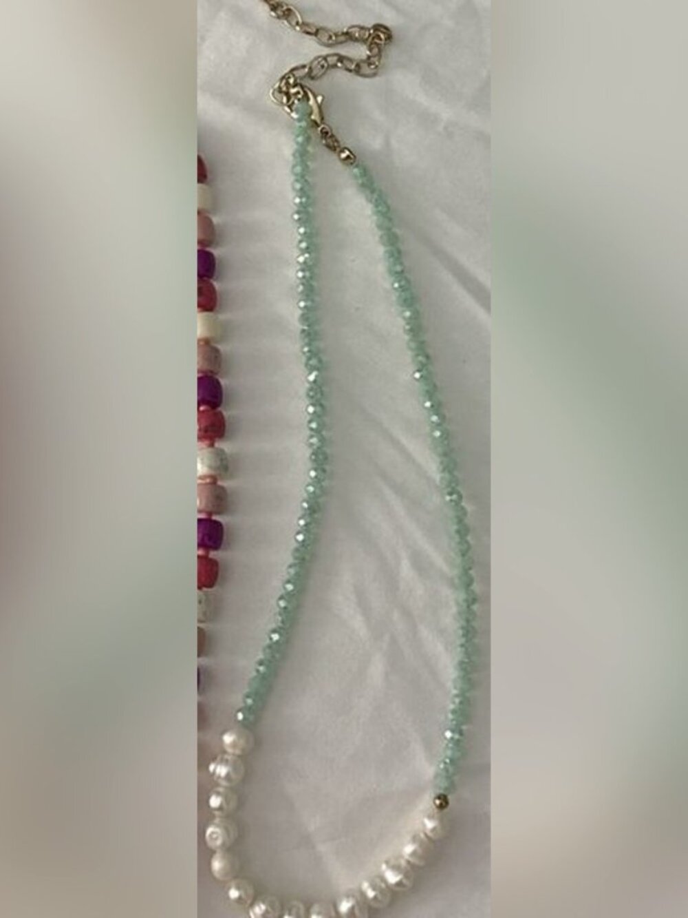 Mint Crystal and Freshwater Pearl Necklace